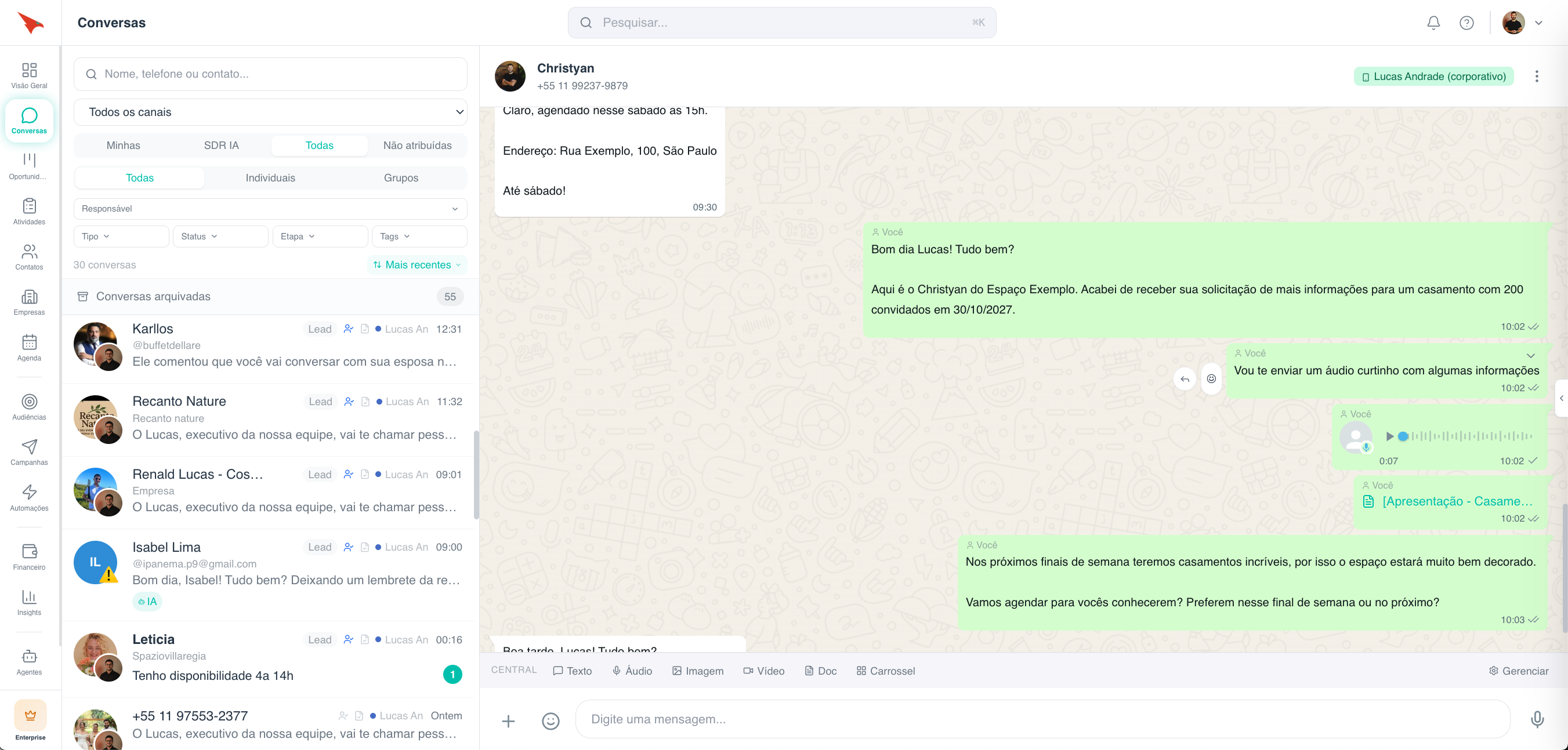 O melhor inbox de WhatsApp do mercado